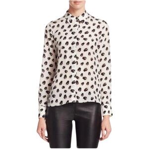 ALICE + OLIVIA Willa Stace Face Silk Button-Down - Sz XS